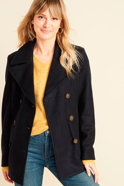 Женский Pea coat с джинсами
