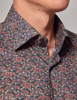 5Картинка Мужская рубашка Hawes & Curtis Brandon Green & Red Modern Paisley Slim Shirt — Mid-Collar