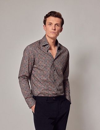 2Картинка Мужская рубашка Hawes & Curtis Brandon Green & Red Modern Paisley Slim Shirt — Mid-Collar
