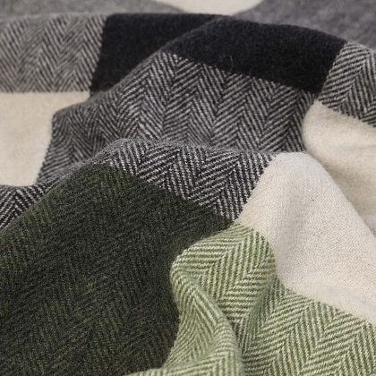 4Картинка Плед Herritage of Scotland Block Check Herringbone Blanket Natural Green