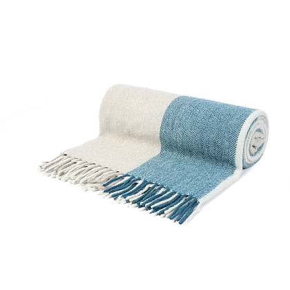 1Картинка Плед Herritage of Scotland Block Check Herringbone Blanket Natural Teal