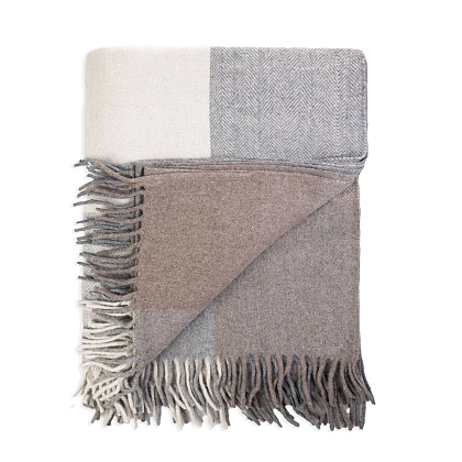 4Картинка Плед Herritage of Scotland Block Check Herringbone Blanket Light Natural