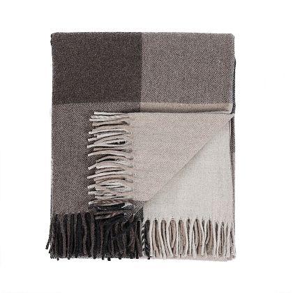 5Картинка Плед Herritage of Scotland Block Check Herringbone Blanket Natural Taupe