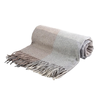 2Картинка Плед Herritage of Scotland Block Check Herringbone Blanket Light Natural
