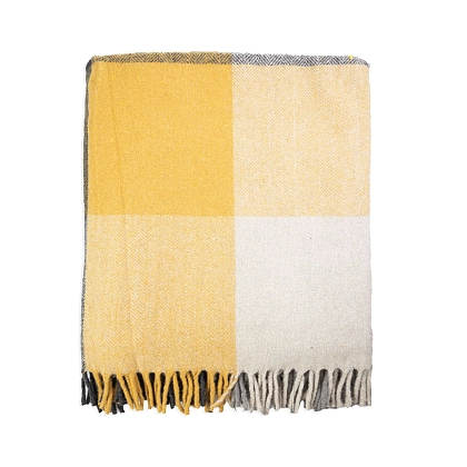 3Картинка Плед Herritage of Scotland Block Check Herringbone Blanket Grey Ochre
