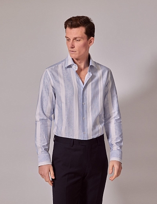 2Картинка Мужская рубашка Hawes & Curtis Brandon Navy & White Floral Slim Diamond Weave Shirt - Mid-Collar