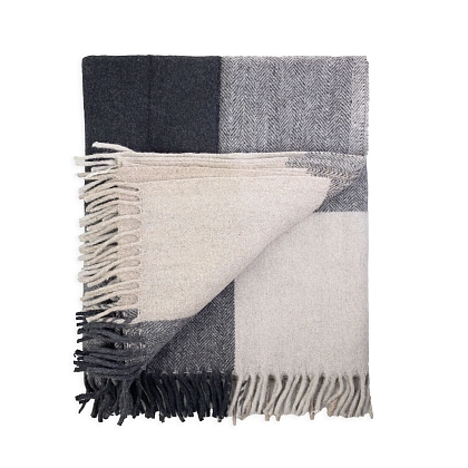 4Картинка Плед Herritage of Scotland Block Check Herringbone Blanket Natural Taupe