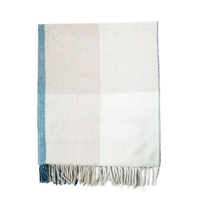 5Картинка Плед Herritage of Scotland Block Check Herringbone Knee Blanket Natural Teal