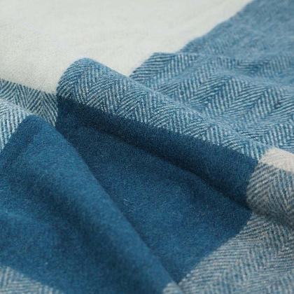 4Картинка Плед Herritage of Scotland Block Check Herringbone Blanket Natural Teal