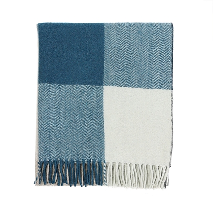 3Картинка Плед Herritage of Scotland Block Check Herringbone Knee Blanket Natural Teal