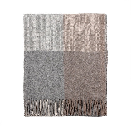 1Картинка Плед Herritage of Scotland Block Check Herringbone Knee Blanket Light Natural