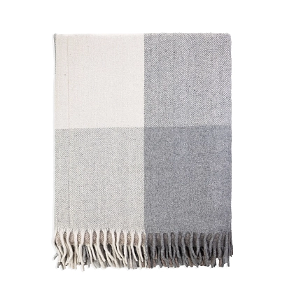 3Картинка Плед Herritage of Scotland Block Check Herringbone Blanket Light Natural