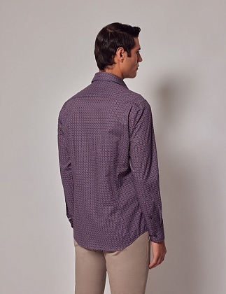 4Картинка Мужская рубашка Hawes & Curtis Piccadilly Burgundy & Blue Micro-Chain Slim Shirt