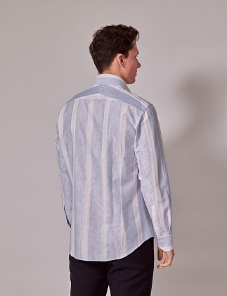 4Картинка Мужская рубашка Hawes & Curtis Brandon Navy & White Floral Slim Diamond Weave Shirt - Mid-Collar