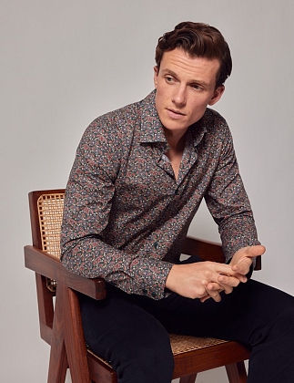 3Картинка Мужская рубашка Hawes & Curtis Brandon Green & Red Modern Paisley Slim Shirt — Mid-Collar